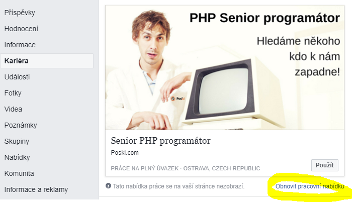PHP programátor Kariéra na Facebooku