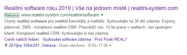 ppc reklama Poski REAL realitní systém